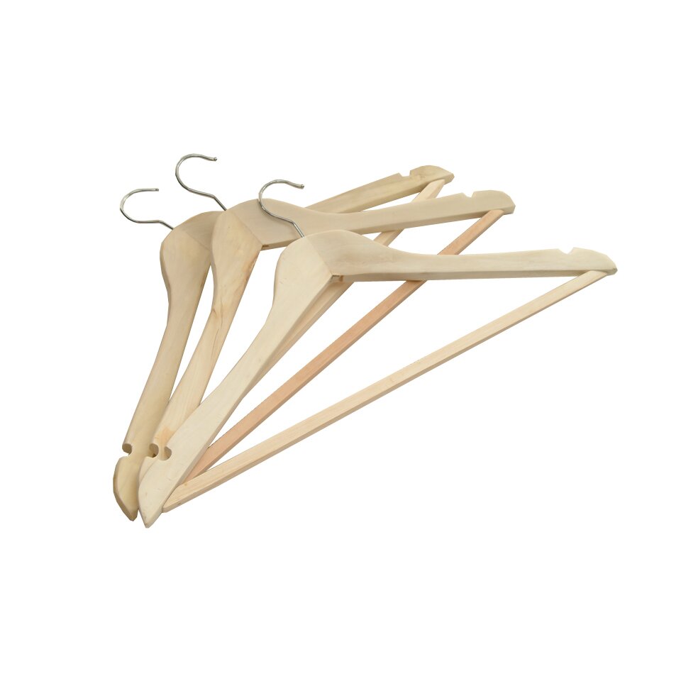 Russel Wood Hanger With Non-Slip Bar x 3 WA0103